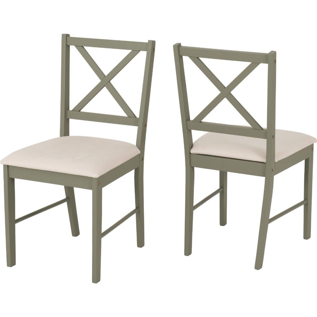Balfour 1+4 Dining Set in Sage Green/Oak Effect/Mink Microsuede