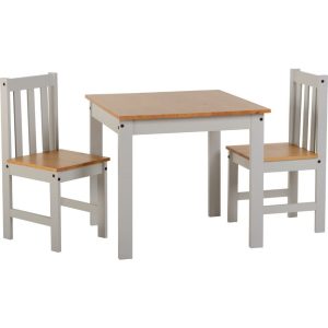 Ludlow 1+2 Dining Set in Light Grey/Oak Lacquer