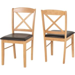 Mason Chair (Box of 2) in Oak Varnish/Brown Faux Leather