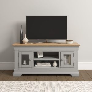 Bordeaux Small TV Stand in Pebble Grey/Oak