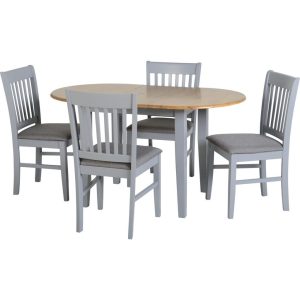 Oxford Extending Dining Set in Grey/Natural Oak/Grey Fabric