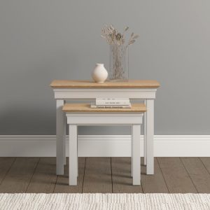 Bordeaux Nest of 2 Tables in Ivory/Oak