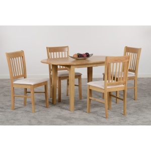 Oxford Extending Dining Set in Natural Oak/Mink Microsuede