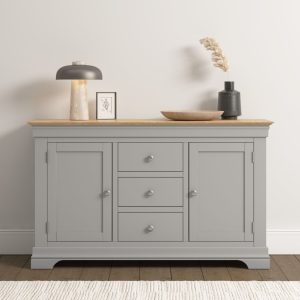 Bordeaux 2 Door 3 Drawer Sideboard in Pebble Grey/Oak