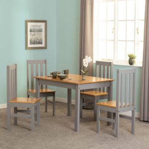 Ludlow 1+4 Dining Set in Grey Slate/Oak Lacquer