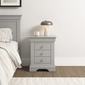 Bordeaux 3 Drawer Bedside in Pebble Grey colour