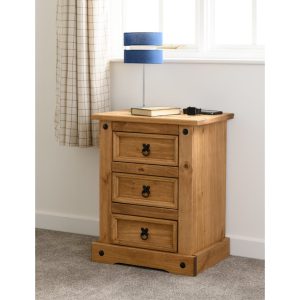Corona 3 drawer bedside chest